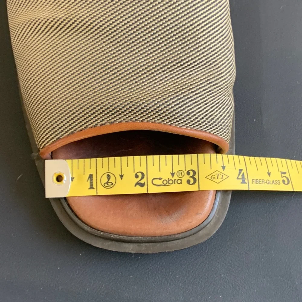 Made in Italy Leather Slide Sandals Neutral Tan Brown Cushioned Footbed Comfort